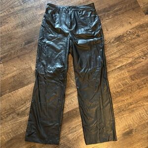 Zara Women's Black Faux Leather Straight Leg Pants
